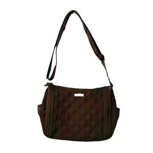 Vera Bradley Brown Quilted Crossbody Shoulder Bag  Silver Hardware